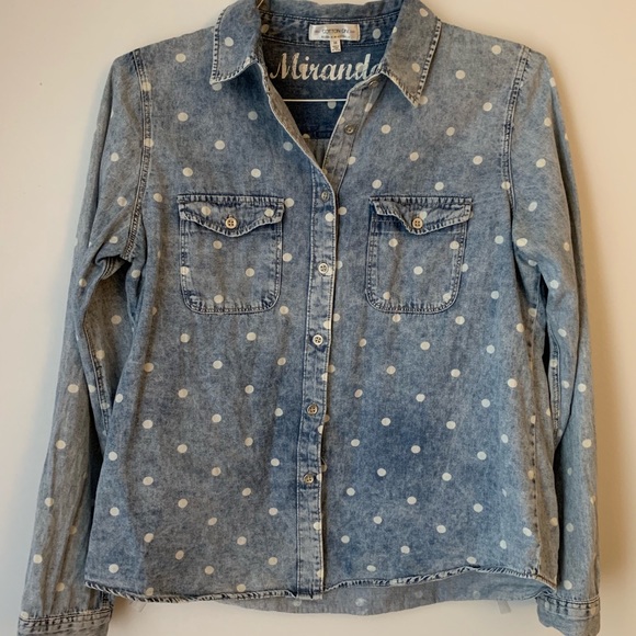 Polka Dot Denim Shirt - Picture 2 of 3